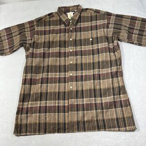 Donzini Collection Men's Large Loose Fit Linen Blend Plaid Striped Button Shirt